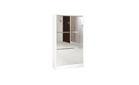 Slickblue Slim White Shoe Storage Cabinet with Mirror, 3-Tier Narrow Shoe Rack Organizer for Home & Apartment