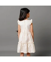 Hope & Henry Toddler Girls Flutter Sleeve Tiered Sateen Party Dress