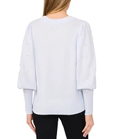 CeCe Women's Embellished-Sleeve Crewneck Sweater