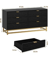 gaomon Dressers for Bedroom 6 Drawer, Chest of Drawers with Metal Base, Modern Dresser Chest Cabinet Organizer