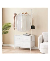 gaomon Clothing Rack With 4/6 Drawers, Freestanding Closet Organizer, Clothes Stand Dresser With Steel Frame & Wooden Top