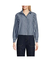 Lands' End Women's No Iron Boxy Cropped Shirt