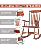 Slickblue Outdoor Wooden Frame Rocking Chair, Stylish Porch Rocker for Relaxation and Comfort