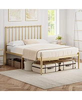 gaomon Full Size Metal Bed Frame with Retro Headboard, 14 Inch Platform Bed Frame Mattress Foundation
