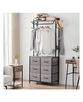 gaomon Clothing Rack With 4/6 Drawers, Freestanding Closet Organizer, Clothes Stand Dresser With Steel Frame & Wooden Top