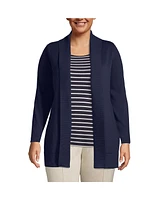 Lands' End Plus Size Cotton Modal Shawl Collar Cardigan Sweater