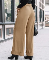 Cupshe Women's Camel Wide Leg Trousers