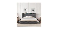 gaomon King Size Velvet Bed Frame with 4 Convenient Storage Drawers