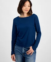 And Now This Petite Long-Sleeve Double-Layer Knit Top, Exclusively at Macy's