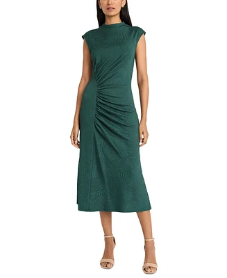 Maggy London Women's Mock-Neck Jacquard Midi Dress