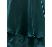 Crystal Doll Juniors' Blouson-Sleeve Satin A-Line Dress