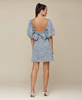 Avec Les Filles Women's Square-Neck Short-Sleeve Baby Doll Dress