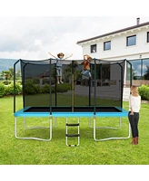 Gymax 8 x 14 Ft Rectangular Recreational Trampoline W/ Safety Enclosure Net Ladder Outdoor