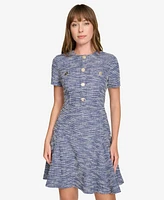 Tommy Hilfiger Women's Metallic Boucle Fit & Flare Dress