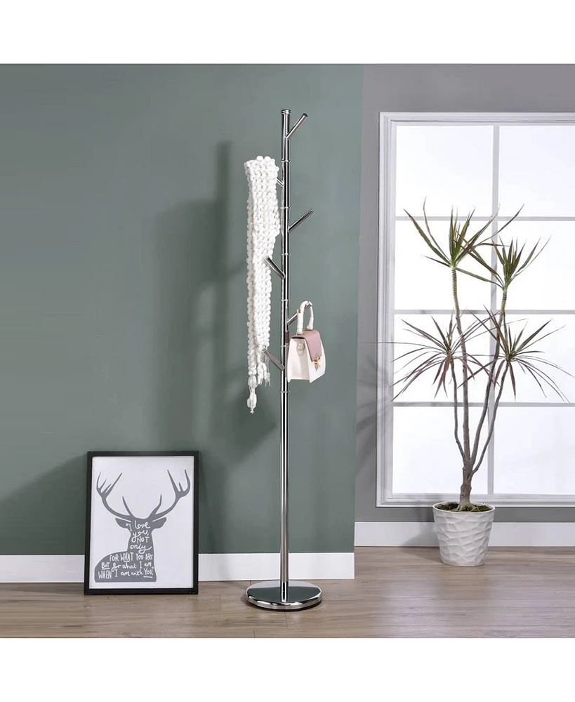 Kings Brand Furniture Juno 6 Hook Metal Coat Rack (Chrome)