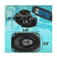 Pyle 6x8" Three-Way Car Speaker System, 400W Max, 4 Ohm - PL6183BK