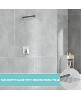 Flynama Wall Mounted 10 in. Rain Shower Head Faucet with Valve