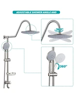 Flynama 5 -Spray Patterns 8 in. Rain Wall Mount Dual Shower Heads with Handheld Shower System