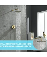 Flynama 1-Handle 2-Spray Rain Shower Faucet and Hand Shower Combo Kit (Valve Included)