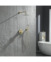 Flynama 1-Handle 2-Spray Rain Shower Faucet and Hand Shower Combo Kit (Valve Included)