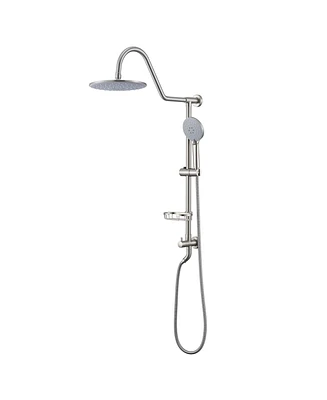 Flynama 5 -Spray Patterns 8 in. Rain Wall Mount Dual Shower Heads with Handheld Shower System