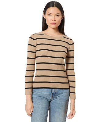 Melissa Paige Women's Scoop Neck Ribbed Striped Sweater