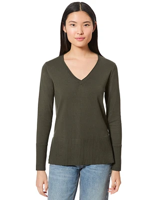 Melissa Paige Women's V-Neck Wide-Hem Wide-Cuff Sweater