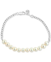 Effy Cultured Freshwater Pearl (6mm) Curb Link Chain Bracelet in Sterling Silver