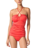 Michael Michael Kors Womens Shirred Halter Tankini Top Bikini Bottom