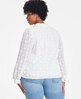 On 34th Trendy Plus Embroidered Chiffon Top, Exclusively at Macy's