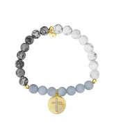 Unwritten Multi Color Matte Stone Cross Stretch Bracelet