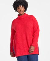 On 34th Plus Turtleneck Waffle-Knit Tunic Sweater, Created for Macy's