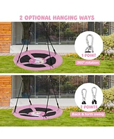 Hongge 40 Inches Saucer Tree Swing Round with Adjustable Ropes and Carabiners