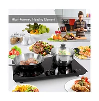 NutriChef Digital Dual Induction Cooktop with Adjustable Temperature Control and Ceramic Glass Top - PKSTIND48