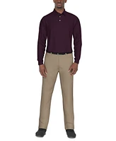 Pga Tour Men's Long Sleeve Jacquard Polo Shirt