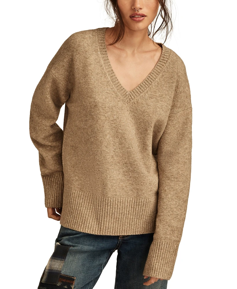 Lucky Brand Women's Cozy V-Neck Side-Slit Sweater