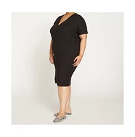 Universal Standard Womens Plus Teresa Liquid Jersey V-Neck Dress