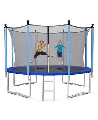 Gymax 12FT Jumping Exercise Recreational Bounce Trampoline for Kids W/Safety Enclosure