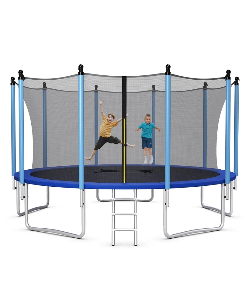 Gymax 15FT Jumping Exercise Recreational Bounce Trampoline for Kids W/Safety Enclosure