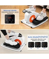 Hongge Under Desk Elliptical Machine with Display Monitor for Home Office-White