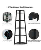 Tribesigns 5 Tier Industrial Corner Bookshelf Bookcase,70 inch Tall Shelf,Industrial Ladder Shelf Plant Stand