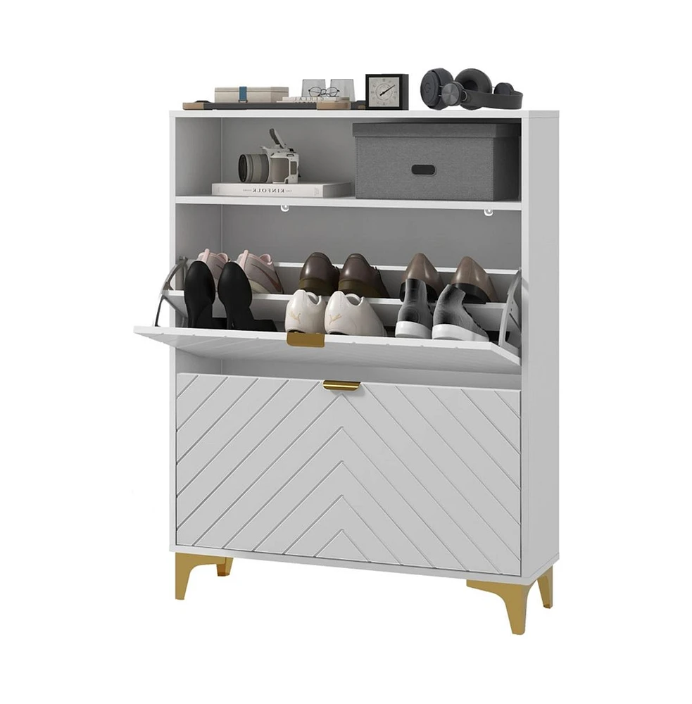 Slickblue Shoe Storage Cabinet - Elegant Organizer for Footwear in Entryway or Closet Spaces