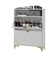 Slickblue Shoe Storage Cabinet - Elegant Organizer for Footwear in Entryway or Closet Spaces