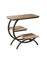 Tribesigns 3-Tier Small Side Table with Storage Shelves Set of 2,Wood C-Shaped End Table for Living Room Small Space