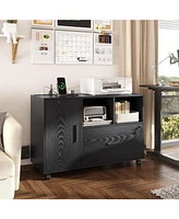 File Cabinet with Charging Station, 1 Drawer Rolling File Cabinet, Locking Filing Cabinet for Home Office