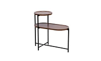 Slickblue Modern 2-Tier Small Coffee Table with Wood Storage Shelf, Sofa Side Table, Walnut Brown