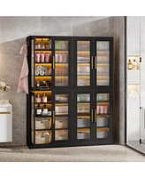 Tribesigns Bookcase with Doors and Led Light, 67-inch Tall Bookshelf 8