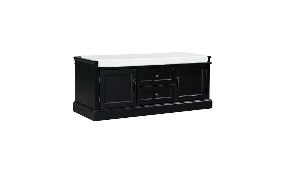 Slickblue Storage Bench with 2 Drawers and Cabinets Shoe Removable Cushion for Living Room Entryway