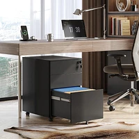 Devaise Locking File Cabinet, 3 Drawer Rolling Pedestal Under Desk Office, Fully Assembled Except Casters
