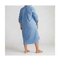 Universal Standard Plus Odeon Stretch Cotton Chambray Shirtdress